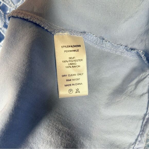 ASTR The Label Lace Overlay Blue Fit Flare Sleeveless Midi Eyelet Dress Sz M - Picture 11 of 12